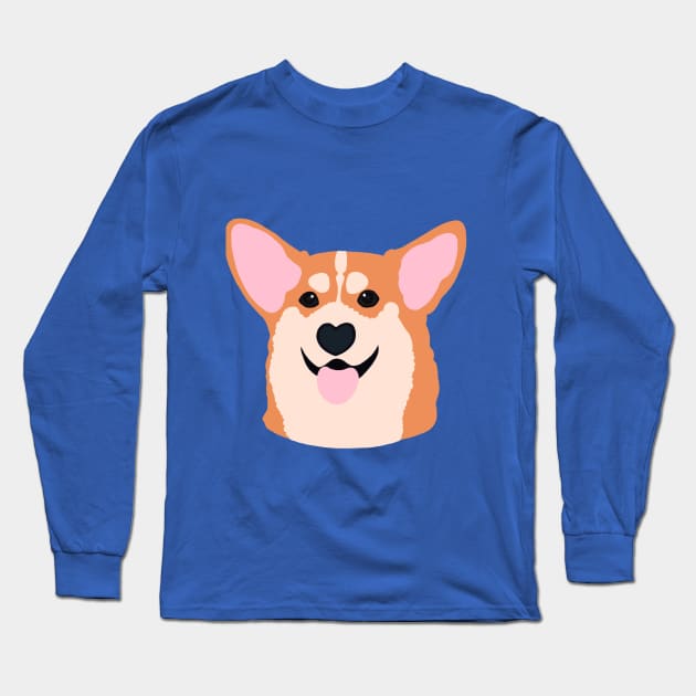 Corgi Smile Red Long Sleeve T-Shirt by Clarmeleon